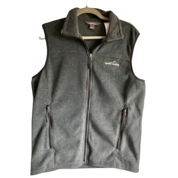 Eddie Bauer Grey fleece Full Zip Men’s Vest with Zip pockets Size S - Picture 1 of 8